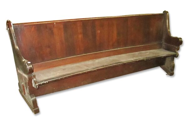 Religious Antiques - Antique 7 ft Dark Wooden Church Pew