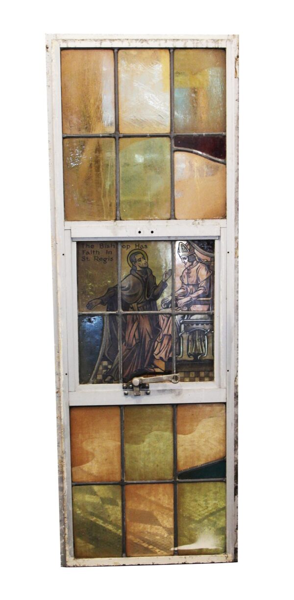 Religious Stained Glass - Aluminum Framed Stained Glass Window of The Bishop & St. Regis