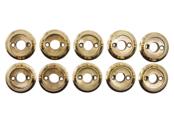 Rosettes - Set of 10 Classic 1.375 in. Solid Brass Flat Collar Door Rosettes