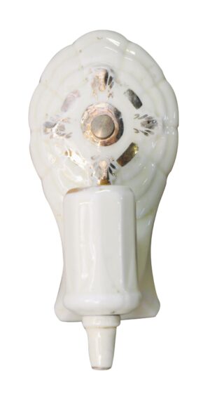 Sconces & Wall Lighting - 1940s Traditional White Gold Detail Porcelain Wall Sconce