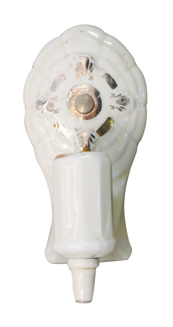 Sconces & Wall Lighting - 1940s Traditional White Gold Detail Porcelain Wall Sconce