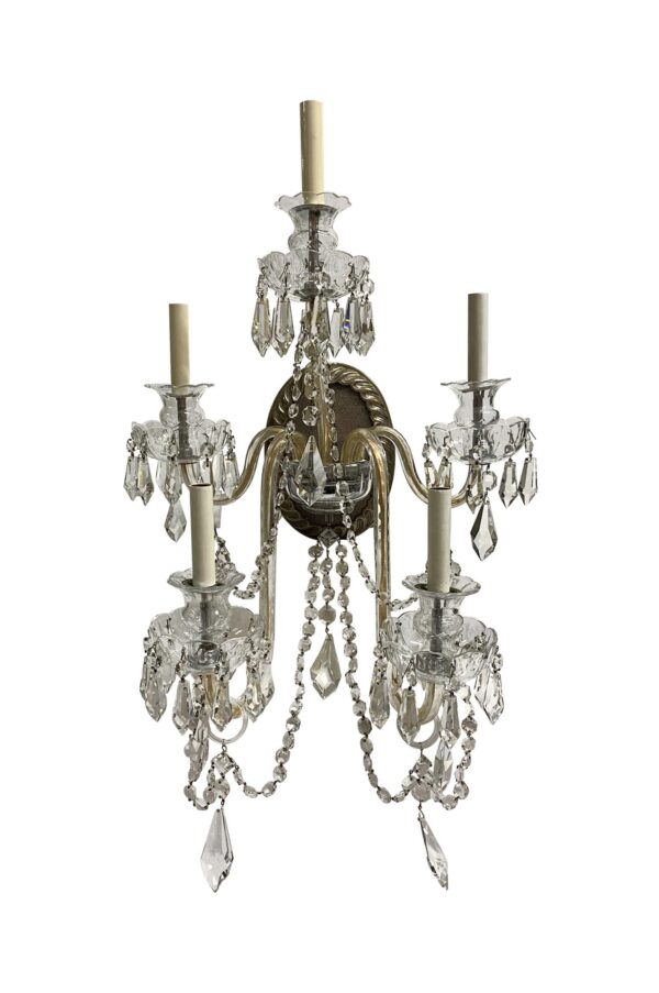 Sconces & Wall Lighting - Antique Victorian Clear Glass 5 Arm Wall Sconces