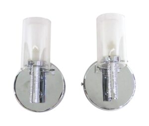 Sconces & Wall Lighting - Pair of Chrome Plated Glass Shades Modern Wall Sconces