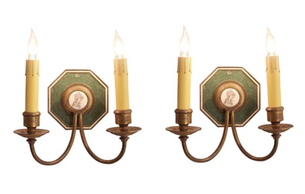 Sconces & Wall Lighting - Pair of Rare Antique Caldwell Victorian Figural Wall Sconces Sconces & Wall Lighting - Pair of Rare Antique Caldwell Victorian Figural Wall Sconces