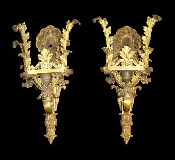 Sconces & Wall Lighting - Pair of Rococo Cast Brass Wall Sconces