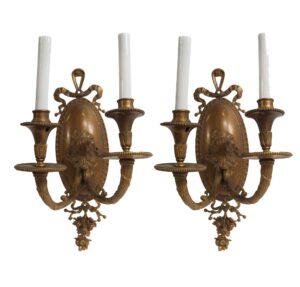 Sconces & Wall Lighting - Pair of Victorian Bronze 2 Arm Wall Sconces