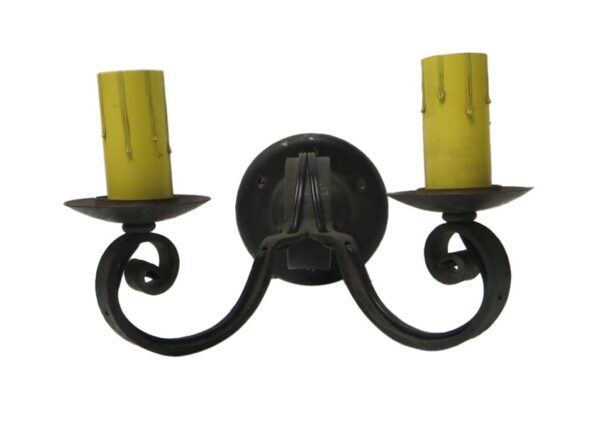 Sconces & Wall Lighting - Restored 2 Arm Colonial Iron Wall Sconce