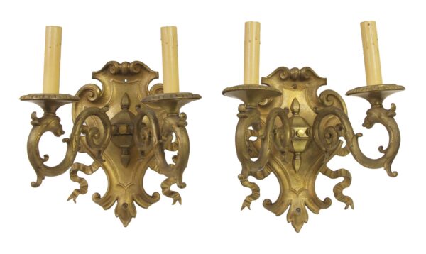 Sconces & Wall Lighting - Set of Six French Regency Cast Bronze Serpentine Sconces