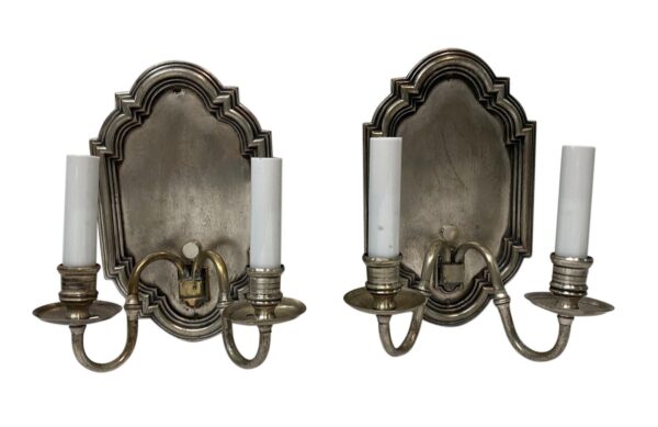 Sconces & Wall Lighting - Silver Finish Brass 2 Arm Georgian Wall Sconces