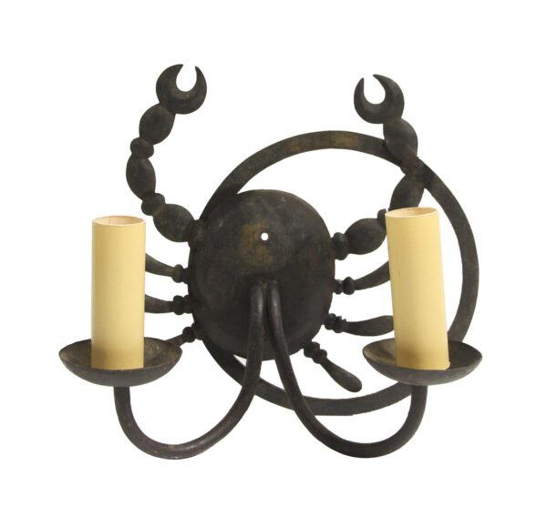 Sconces & Wall Lighting - Vintage Black Iron Scorpion 2 Arm Wall Sconce