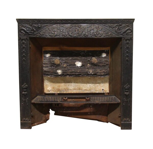 Screens & Covers - Antique Black Cast Iron Fireplace Wall Insert