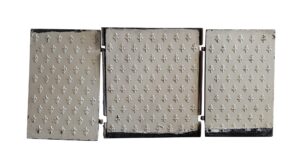 Screens & Covers - Antique Fleur de Lis White Cast Iron Fire Back Set