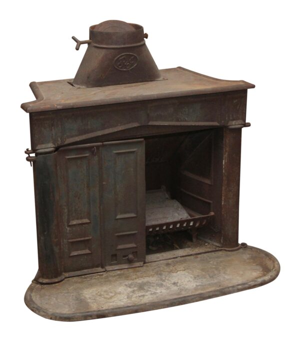 Screens & Covers - Reclaimed Cast Iron Wood Burning Firebox with Log Holder