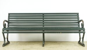 Seating - Belmont Park Horse Racetrack Green Oak & Iron Outdoor Bench