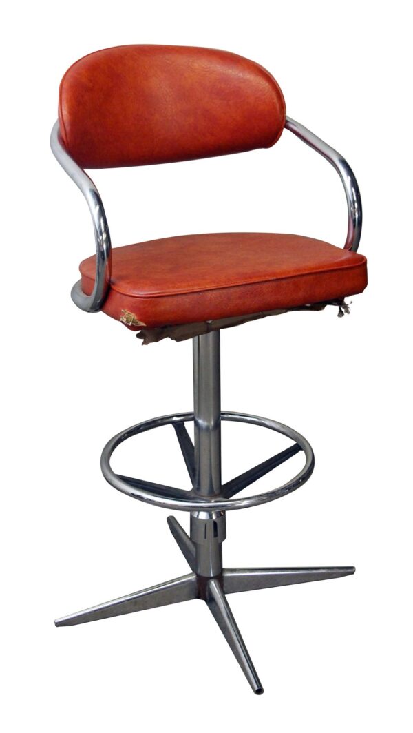 Seating - Chromcraft Mid Century Vinyl Orange Swivel Chair