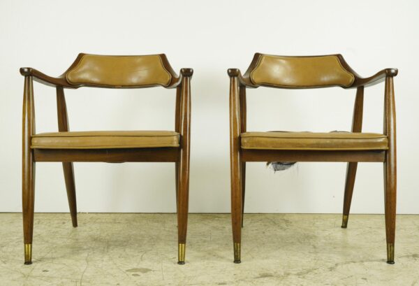 Seating - Pair of Mid Century Dubin Chestnut Brown Leather Armchairs