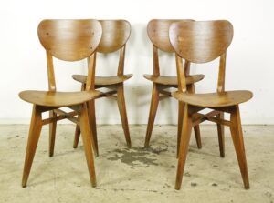 Seating - Set of Vintage European 1950s Mid Century Wooden Dining Chairs