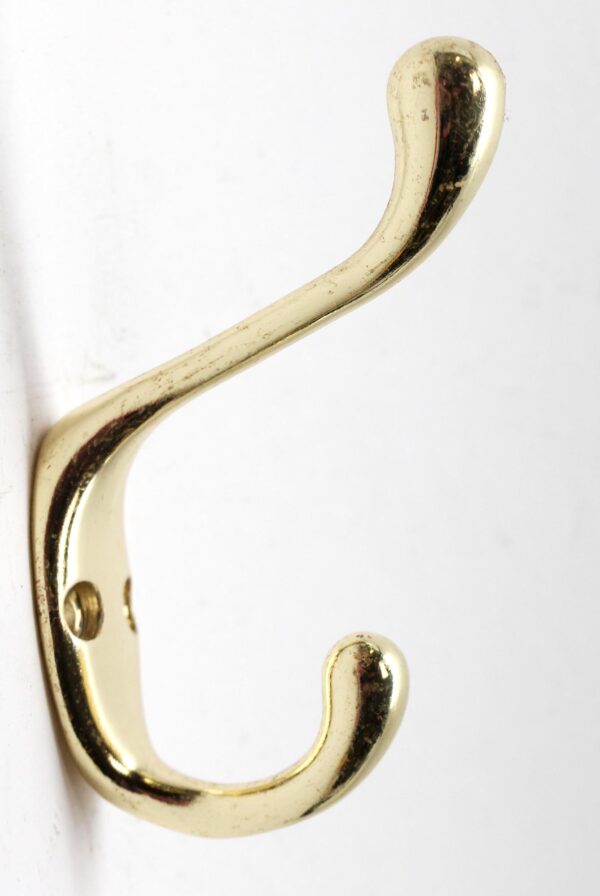 Single Hooks - Modern Polished Brass Double Arm Wall Hook