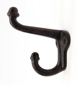 Single Hooks - New Black Cast Iron Double Arm Acorn Wall Hook