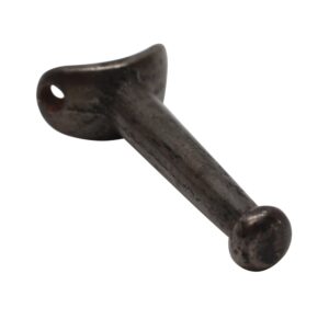 Single cast iron wardrobe hook with a rounded back and one mounting hole, shown at an angle.