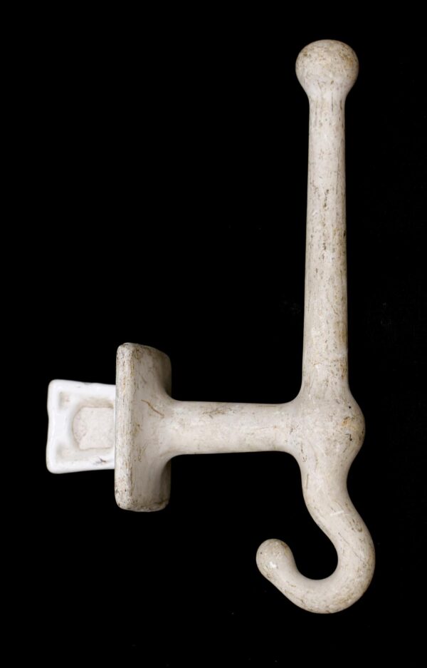 Single Hooks - Vintage Cast Iron White Painted Flush Mount Wall Hook