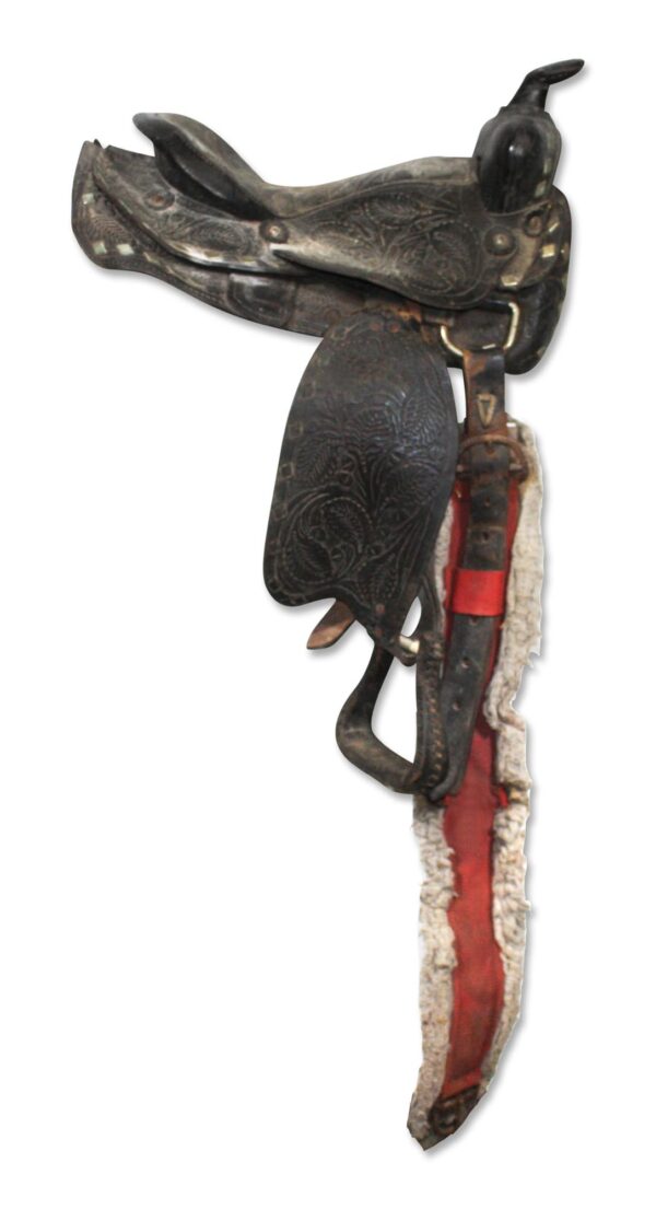 Sporting Goods - Vintage Black Floral Leather Horseback Saddle