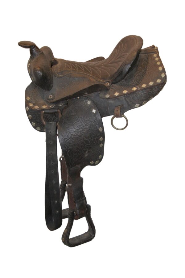 Sporting Goods - Vintage Studded Black Leather Horse Saddle