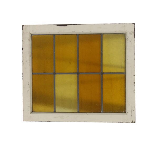 Stained Glass - Antique Amber Stained Glass Wood Frame Window 28 x 24