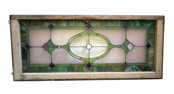 Stained Glass - Antique Stained Glass Purple & Green Transom