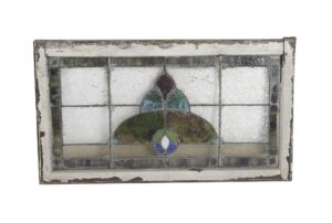 Stained Glass - Antique Textured & Slag Glass Transom Window 42 x 24