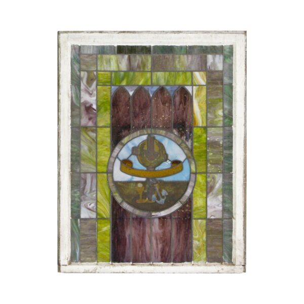 Stained Glass - Late 19th Century Wine & Anchor Stained Glass Top Window