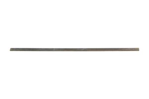 Brass beveled handrail section shown in a long horizontal view with a slightly weathered antique brass finish and subtle bends at the ends.