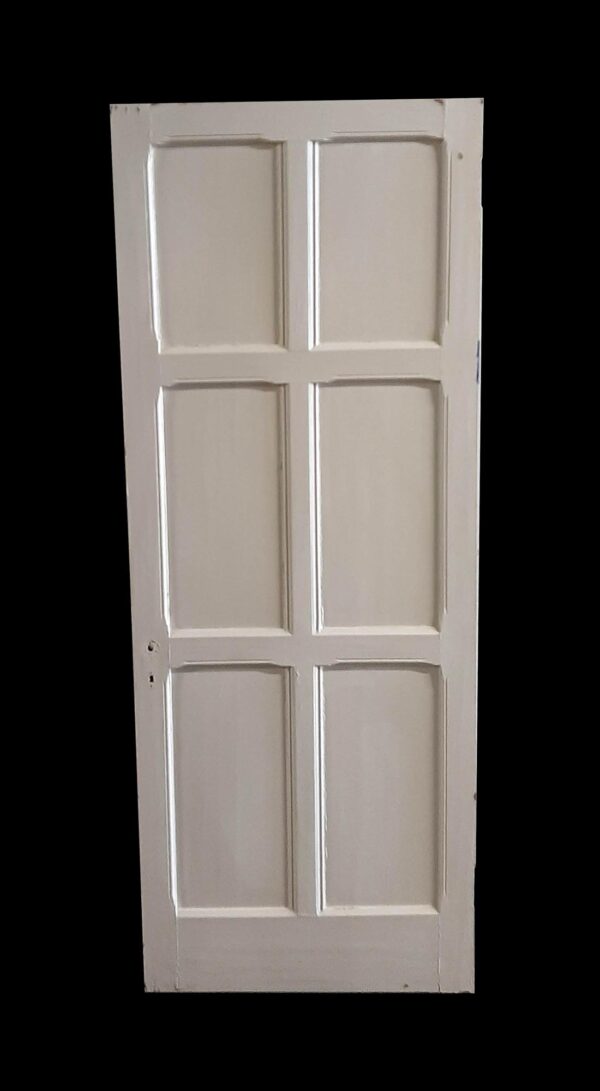 Arts and Crafts oak passage door with six vertical panels and a white painted finish, shown full length against a plain background.