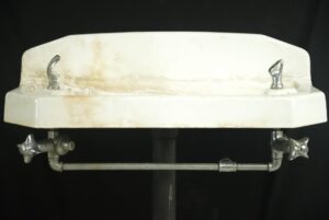 Statues & Fountains - Vintage Cast Iron Double Water Wall Mount Drinking Fountain