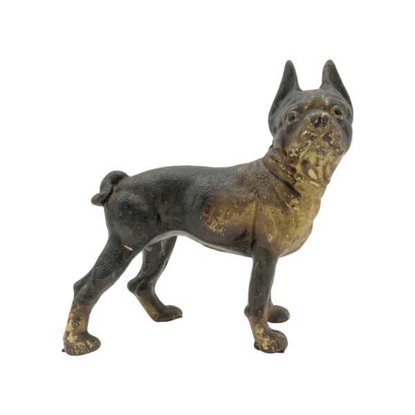 Statues & Sculptures - Antique 9 in. Hubley Cast Iron Boston Terrier Door Stop Statue