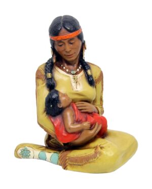 Statues & Sculptures - Indian Mother & Infant Plaster Figurine