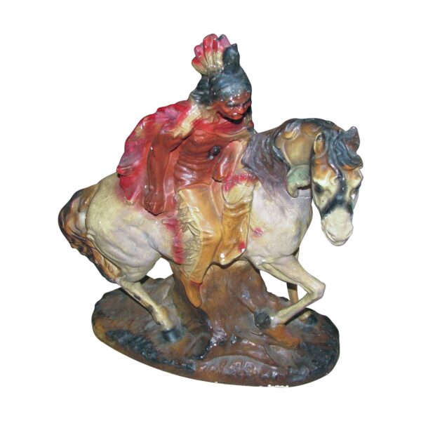 Statues & Sculptures - Vintage Indian Riding Horse Ceramic Statue