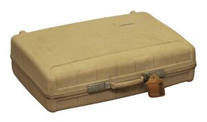 Suitcases - Vintage Plastic Briefcase with Leather Tag