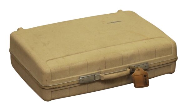 Suitcases - Vintage Plastic Briefcase with Leather Tag