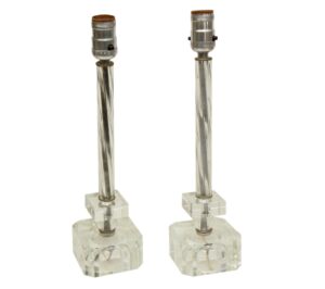 Table Lamps - 1940s Vintage Traditional Clear Glass Vanity Table Lamps