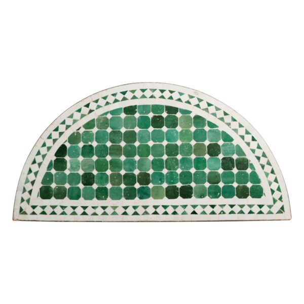 Table Tops - Green & White Half Arch Mosaic Steel Frame Table Top