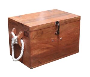 Trunks - Nautical Wood Ship Trunk with Rope Handles