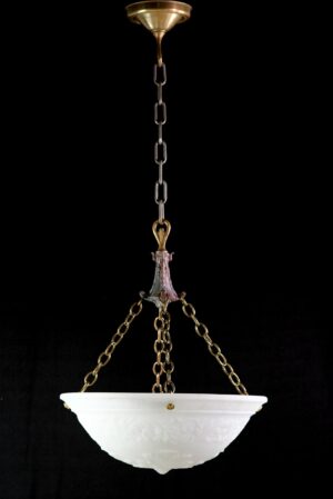 Up Lights - 1900s Ripley Alabaster Cast Milk Glass Dish Pendant Light