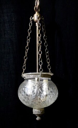 Up Lights - Antique 9 in. Clear Crystal Etched Onion Bell Jar Pendant Light