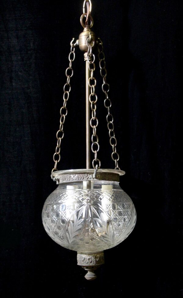 Up Lights - Antique 9 in. Clear Crystal Etched Onion Bell Jar Pendant Light