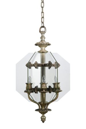 Up Lights - Antique Silvered Bronze Bank Pendant Light with Glass Panes