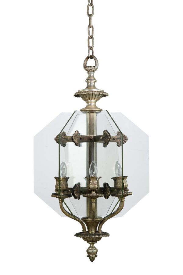 Up Lights - Antique Silvered Bronze Bank Pendant Light with Glass Panes