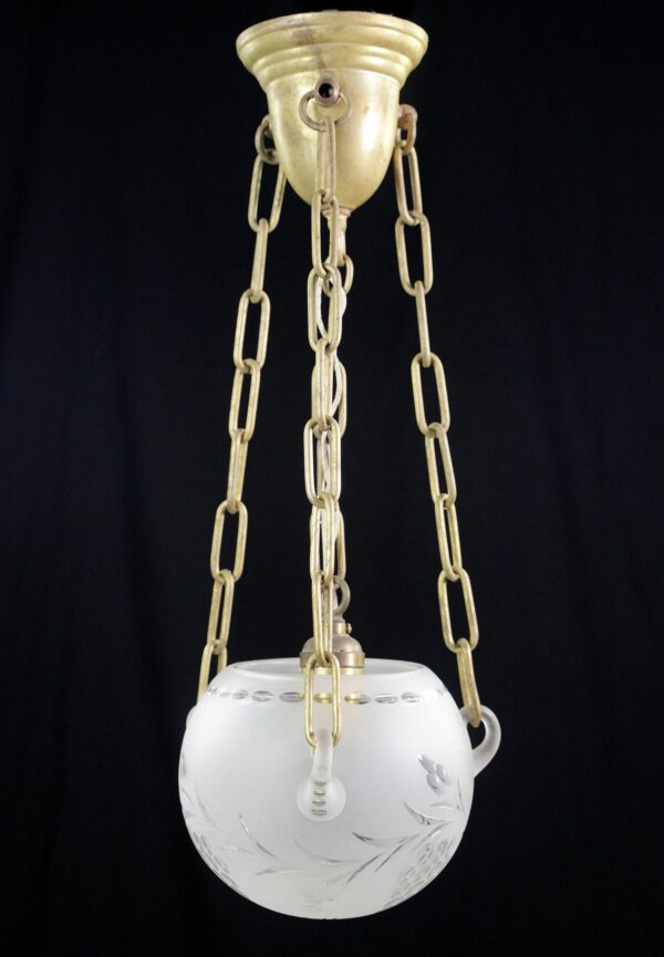 Up Lights - Traditional Etched Frosted Glass Bowl Brushed Brass Pendant Light