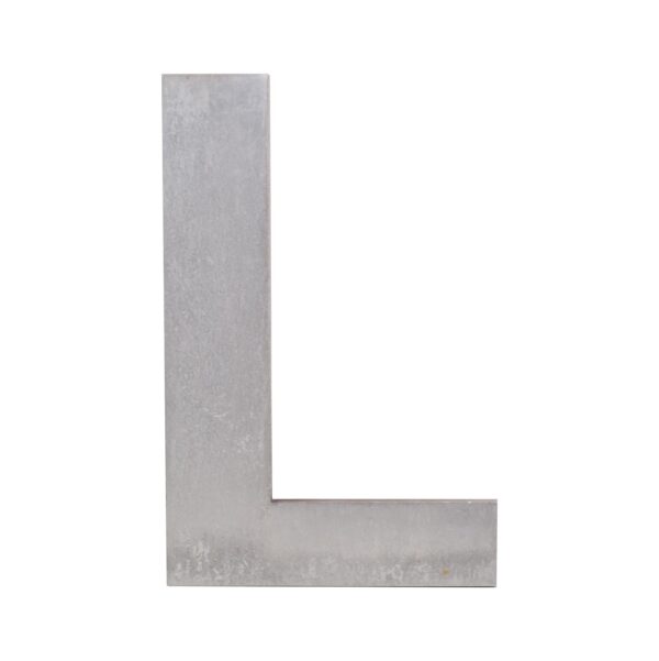 Cast aluminum letter L with a sans serif shape and a plain aluminum finish.
