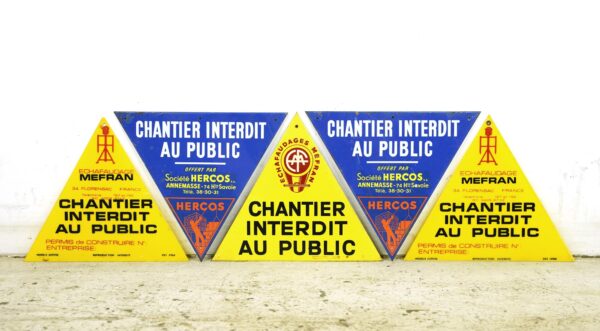 Vintage Signs - Set of Vintage French Do Not Enter Construction Site Signs